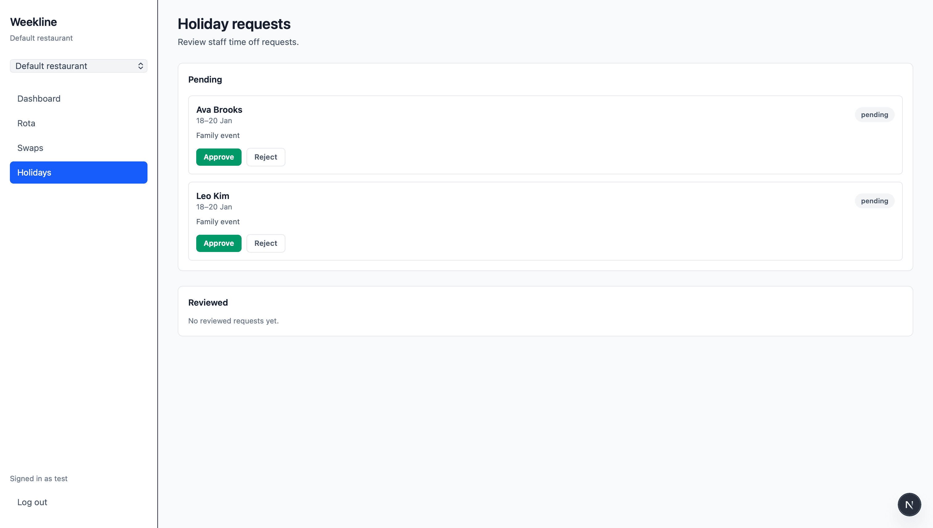 Manager approving holiday requests